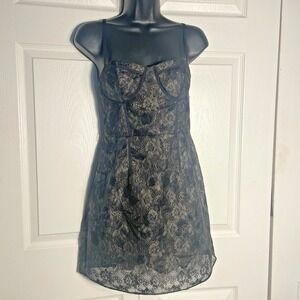 American Eagle Lace Corset Dress Women 0 Black Sleeveless Whimsigoth Fairycore